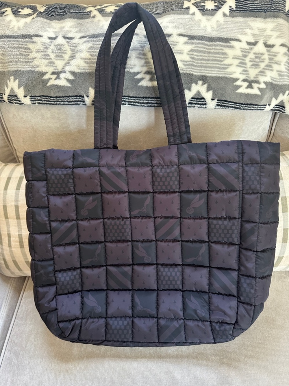 Harry Potter Quilted Black Tote Bag - Lightweight